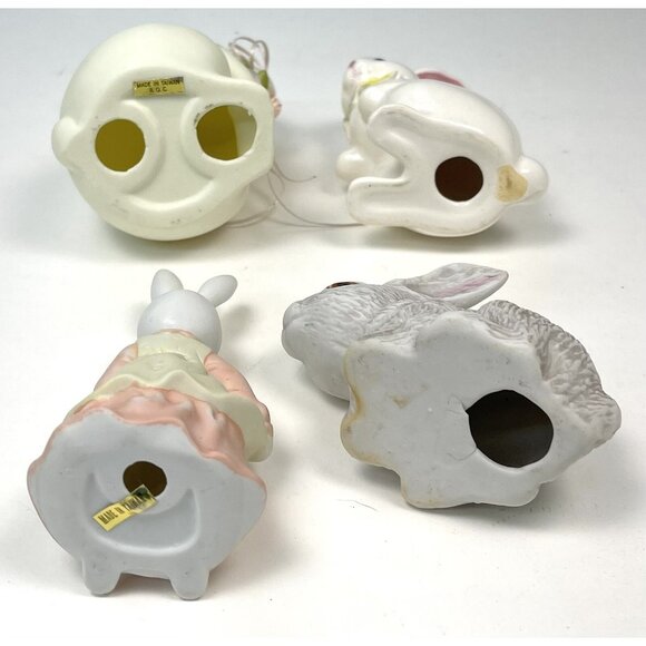 VTG Lot 4 Bisque Porcelain Handpainted BUNNY Rabbit FIGURINES Easter 4" EUC - Picture 3 of 3